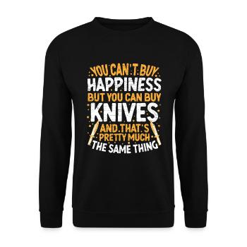 Messersammler Knife Collector - Unisex Pullover - Schwarz - Vorne - Alina (178cm) & Michal (187cm)