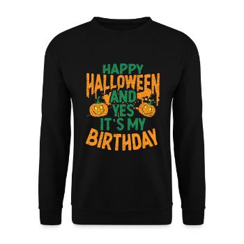 Halloween Birthday Geburtstag - Unisex Pullover - Schwarz - Vorne - Alina (178cm) & Michal (187cm)