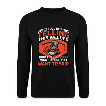 Metallarbeiter Geschenk Schweißer Schweißen - Unisex Pullover - Schwarz - Vorne - Alina (178cm) & Michal (187cm)