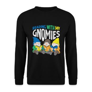 Bücher Bücherwurm - Unisex Pullover - Schwarz - Vorne - Alina (178cm) & Michal (187cm)