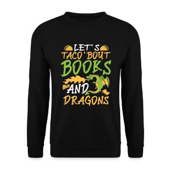Bücherwurm Drache Bücher - Unisex Pullover - Schwarz - Vorne - Alina (178cm) & Michal (187cm)