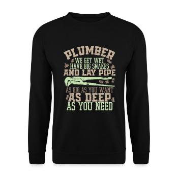 Klempner Installateur - Unisex Pullover - Schwarz - Vorne - Alina (178cm) & Michal (187cm)
