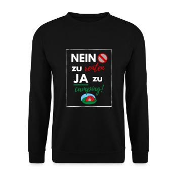 Nein zu Renten - Ja zu Camping! - Unisex Pullover - Schwarz - Vorne - Alina (178cm) & Michal (187cm)