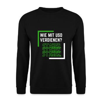 Wie mit USD verdienen? Staken. - Unisex Pullover - Schwarz - Vorne - Alina (178cm) & Michal (187cm)
