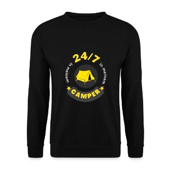 24/7 in meinem Camper - Unisex Pullover - Schwarz - Vorne - Alina (178cm) & Michal (187cm)