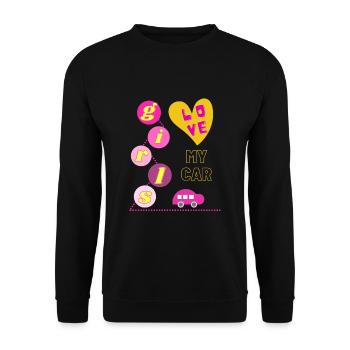 Girls love my car - Unisex Sweatshirt - black - Front - Alina (178cm) & Michal (187cm)