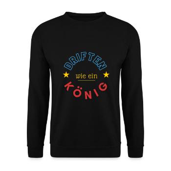driften wie ein König - Unisex Pullover - Schwarz - Vorne - Alina (178cm) & Michal (187cm)