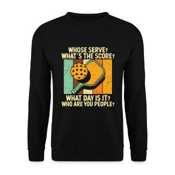 Paddleball Geschenkidee Pickleball - Unisex Pullover - Schwarz - Vorne - Alina (178cm) & Michal (187cm)