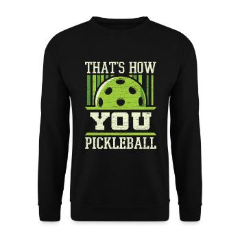 Paddleball Pickleball Geschenkidee - Unisex Pullover - Schwarz - Vorne - Alina (178cm) & Michal (187cm)