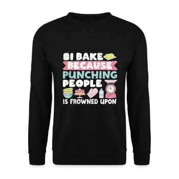 Backen Bäcker - Unisex Pullover - Schwarz - Vorne - Alina (178cm) & Michal (187cm)