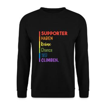 Supporter können nicht climben - Unisex Pullover - Schwarz - Vorne - Alina (178cm) & Michal (187cm)