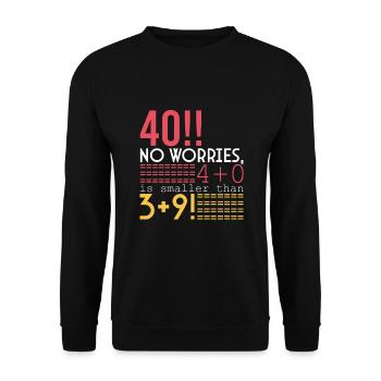 Joyeux 40e anniversaire!!! - Sweat-shirt Unisexe - noir - Devant - Alina (178cm) & Michal (187cm)
