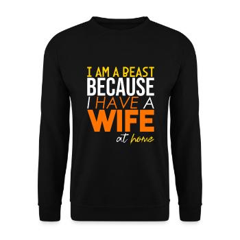 Das Biest wegen meiner Frau! - Unisex Pullover - Schwarz - Vorne - Alina (178cm) & Michal (187cm)
