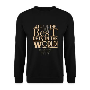 Ja, meine Haustiere haben das gekauft - Unisex Pullover - Schwarz - Vorne - Alina (178cm) & Michal (187cm)