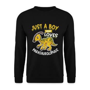 Dino Parasaurolophus Dinosaurier - Unisex Pullover - Schwarz - Vorne - Alina (178cm) & Michal (187cm)