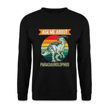 Reto Parasaurolophus Dino Dinosaurier - Unisex Pullover - Schwarz - Vorne - Alina (178cm) & Michal (187cm)