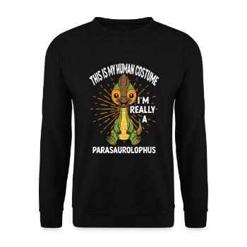 Parasaurolophus Dinosaurier Dino - Unisex Pullover - Schwarz - Vorne - Alina (178cm) & Michal (187cm)