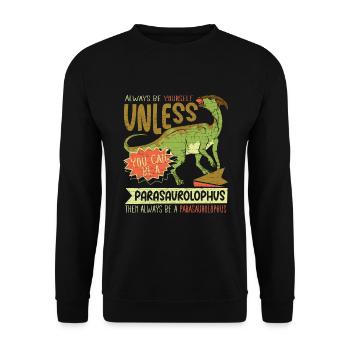Parasaurolophus Dino - Unisex Pullover - Schwarz - Vorne - Alina (178cm) & Michal (187cm)