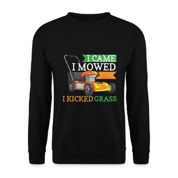 Rasenmäher Landschaftsbau Mähen Mäher - Unisex Pullover - Schwarz - Vorne - Alina (178cm) & Michal (187cm)