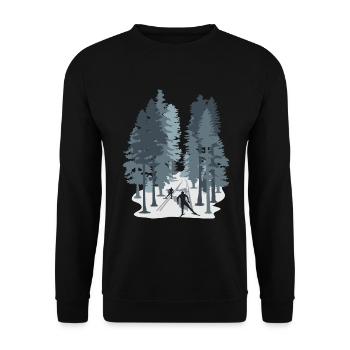 Skilanglauf, Langlaufen, Biathlon, Wintersport - Unisex Pullover - Schwarz - Vorne - Alina (178cm) & Michal (187cm)