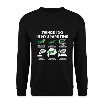 Eidechse Bartagame Bearded Dragon - Unisex Pullover - Schwarz - Vorne - Alina (178cm) & Michal (187cm)