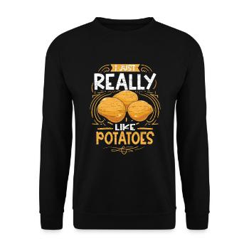 Kartoffeln Pommes - Unisex Pullover - Schwarz - Vorne - Alina (178cm) & Michal (187cm)