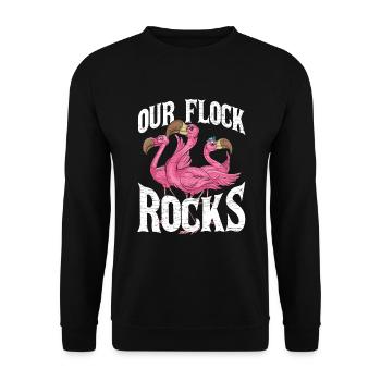 Lustiges Flamingo Geschenk - Unisex Pullover - Schwarz - Vorne - Alina (178cm) & Michal (187cm)