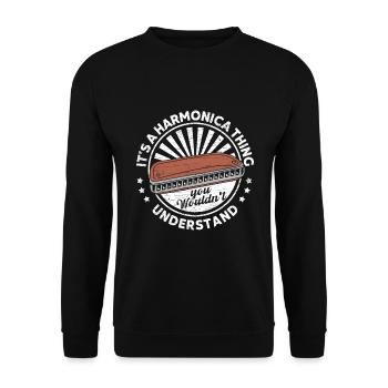 Musiker Mundharmonika - Unisex Pullover - Schwarz - Vorne - Alina (178cm) & Michal (187cm)