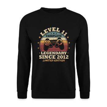 Level 11 Unlocked 11 Years Birthday Gamer - Unisex Sweatshirt - black - Front - Alina (178cm) & Michal (187cm)
