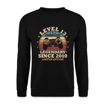Level 13 Unlocked 13 Years Birthday Gamer - Unisex Sweatshirt - black - Front - Alina (178cm) & Michal (187cm)