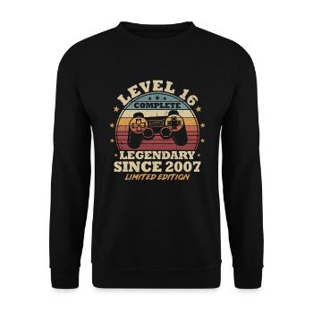 Niveau 16 Débloqué 16 ans Birthday Gamer - Sweat-shirt Unisexe - noir - Devant - Alina (178cm) & Michal (187cm)