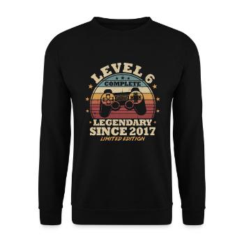 Level 6 Unlocked 6 Years Birthday Gamer - Unisex Sweatshirt - black - Front - Alina (178cm) & Michal (187cm)