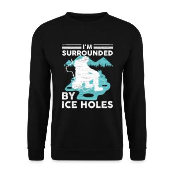 Eisfischen Eisangeln Geschenk - Unisex Pullover - Schwarz - Vorne - Alina (178cm) & Michal (187cm)