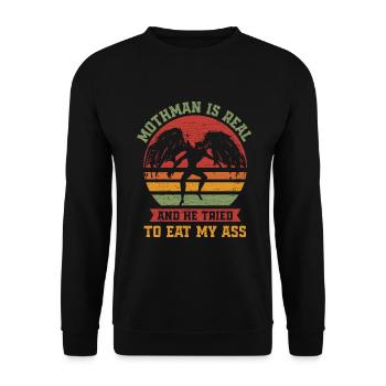 Mothman Kryptide Kryptozoologie - Unisex Pullover - Schwarz - Vorne - Alina (178cm) & Michal (187cm)