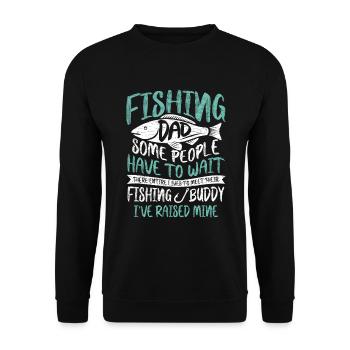 Angler Papa Angeln Geschenk - Unisex Pullover - Schwarz - Vorne - Alina (178cm) & Michal (187cm)