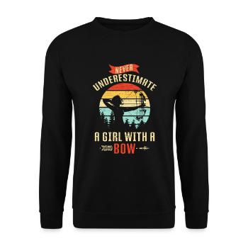 Bogenschießen Bogenschützin Bogensport - Unisex Pullover - Schwarz - Vorne - Alina (178cm) & Michal (187cm)
