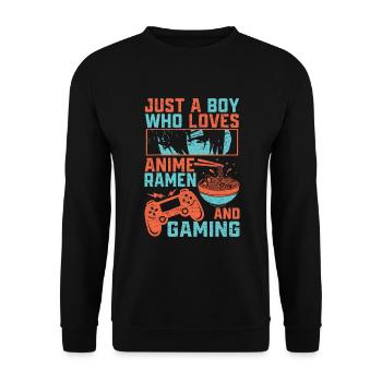 Anime Ramen Gaming - Unisex Pullover - Schwarz - Vorne - Alina (178cm) & Michal (187cm)
