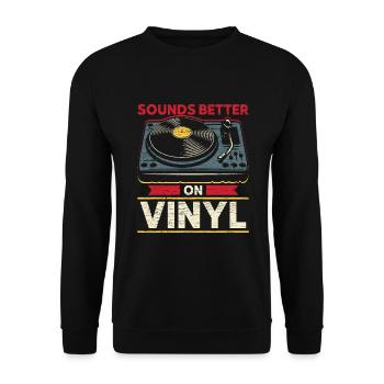Schallplatte Vinyl - Unisex Pullover - Schwarz - Vorne - Alina (178cm) & Michal (187cm)