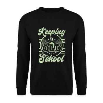Vinyl Schallplatte Musik Geschenk - Unisex Pullover - Schwarz - Vorne - Alina (178cm) & Michal (187cm)
