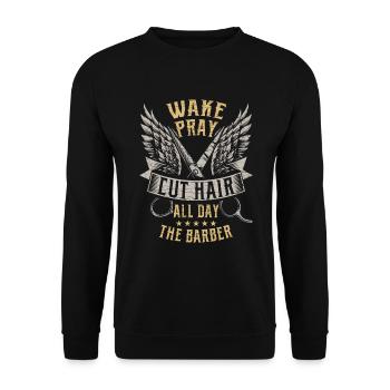 Barber Friseur Geschenk Friseuse Friseurin - Unisex Pullover - Schwarz - Vorne - Alina (178cm) & Michal (187cm)