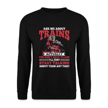 Eisenbahn Modelleisenbahn - Unisex Pullover - Schwarz - Vorne - Alina (178cm) & Michal (187cm)