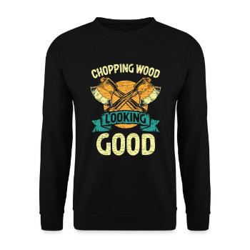 Holzfäller Lumberjack - Unisex Pullover - Schwarz - Vorne - Alina (178cm) & Michal (187cm)