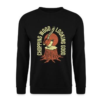 Lumberjack Holzfäller - Unisex Pullover - Schwarz - Vorne - Alina (178cm) & Michal (187cm)