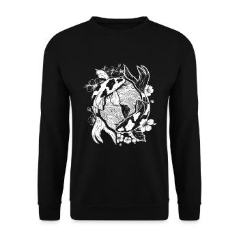 Koi Carp Fish Japanischer Fisch - Unisex Pullover - Schwarz - Vorne - Alina (178cm) & Michal (187cm)