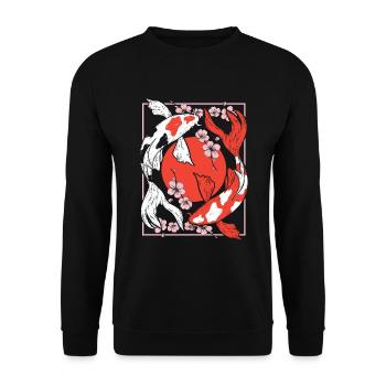 Koi Carp Fisch Japan Geschenk - Unisex Pullover - Schwarz - Vorne - Alina (178cm) & Michal (187cm)