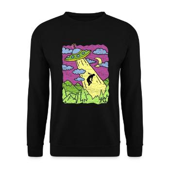 Alien Abduction Ufo - Unisex Pullover - Schwarz - Vorne - Alina (178cm) & Michal (187cm)