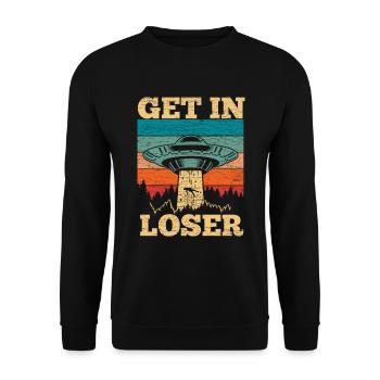 Retro Ufo Alien - Unisex Pullover - Schwarz - Vorne - Alina (178cm) & Michal (187cm)