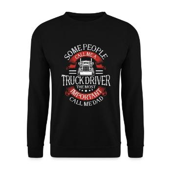 Trucker Lastwagen Papa LKW - Unisex Pullover - Schwarz - Vorne - Alina (178cm) & Michal (187cm)