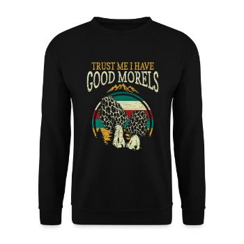 Pilze Morchel Pilzesammler - Unisex Pullover - Schwarz - Vorne - Alina (178cm) & Michal (187cm)