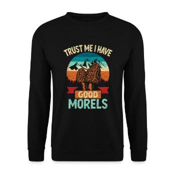 Morchel Pilzesammler Pilze - Unisex Pullover - Schwarz - Vorne - Alina (178cm) & Michal (187cm)